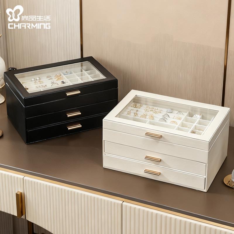 多层首饰收纳盒开窗高级感家用大容量抽屉式饰品珠宝展示