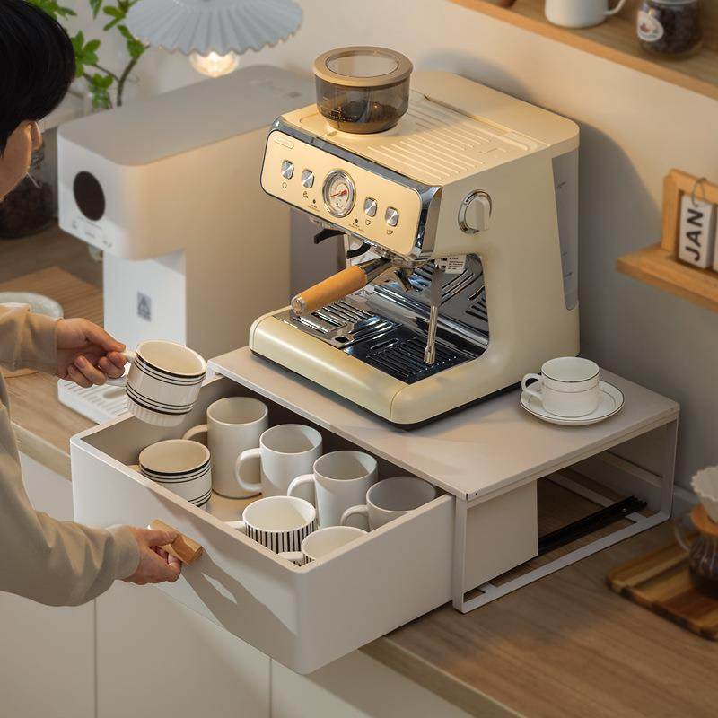咖啡机置物架水吧台厨房桌面抽屉式茶包马克杯餐桌防尘杯子收纳架