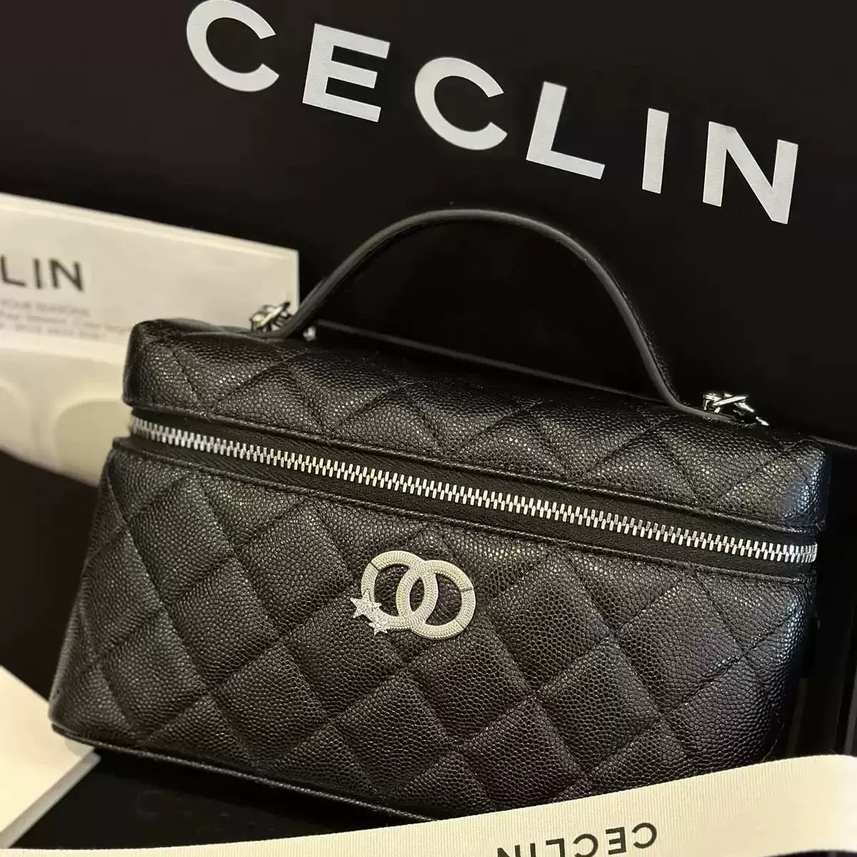 25B新款小香风彗星系列菱格链条化妆包单肩斜挎女包手提LP盒子包