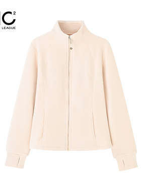 mc2立领加绒外套女装秋冬季新款保暖修身小蛮腰开衫上衣拉链流行