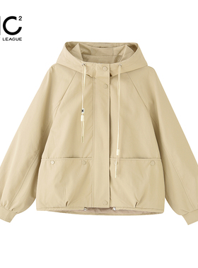 mc2连帽闪粉长袖夹克外套女秋新款宽松舒适经典潮搭上衣