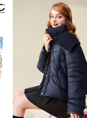 mc2立领双面穿短款面包羽绒服女装冬新款高级洋气流行白鸭绒保暖