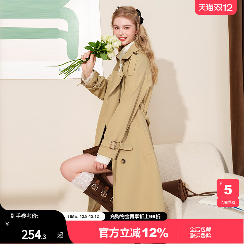 mc2韩版英伦风长款气质风衣