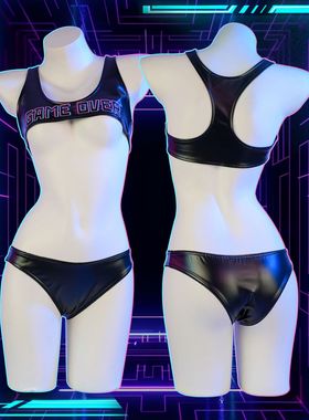 GAMEOVER 漆皮印花超短背心套装 赛博朋克内衣家居服二次元C2093