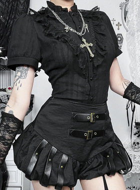 CF25041暗黑哥特风蒸汽朋克南瓜裤子 2025新款个性街头朋克短裤女