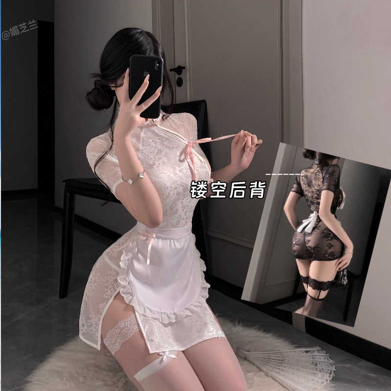 cosplay性感御姐半透睡裙中华娘女仆围裙中式旗袍纯欲小胸制服女