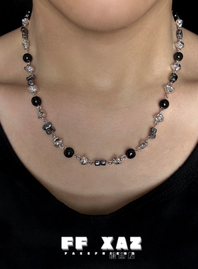 FF假朋友丨黑色串珠无性别项链中性风小众轻奢小众欧美情侣毛衣链