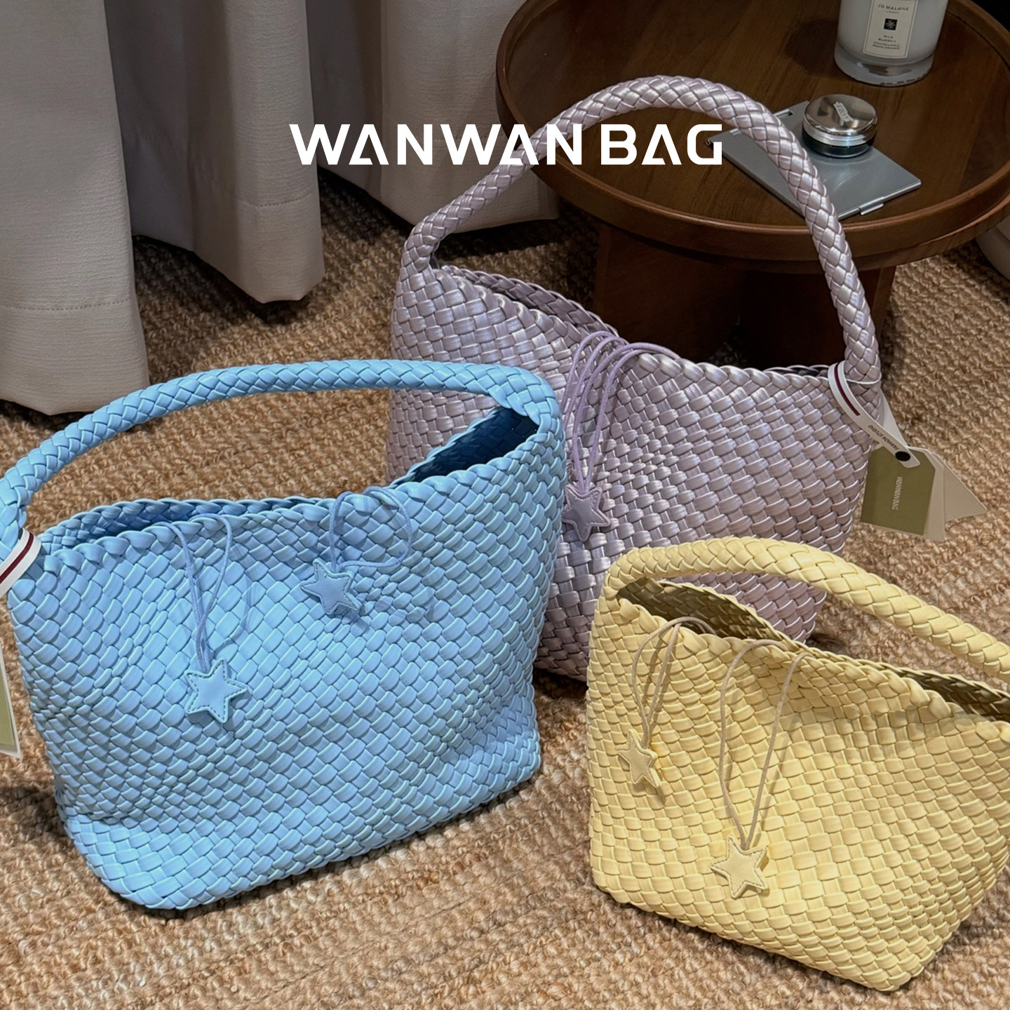 WAN手工编织托特包极简水桶包海边度假单肩简约大容量通勤包包