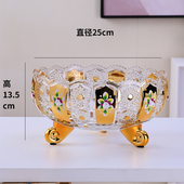 外贸精美镀金玻璃果盘珐琅彩系列高档茶几客厅摆件现代流行款 式