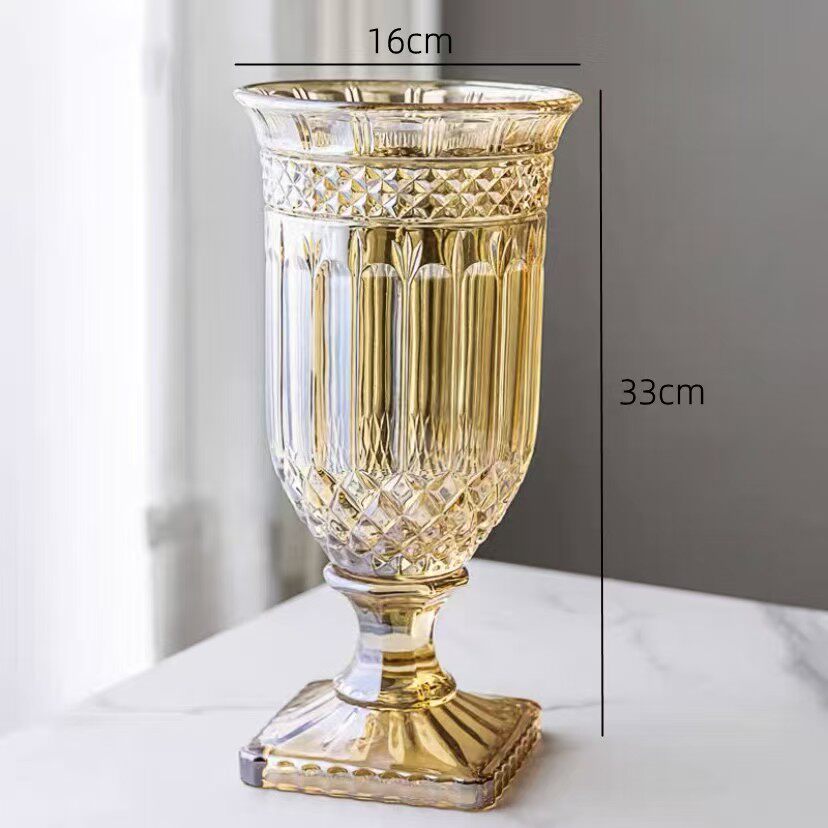 欧式轻奢水晶玻璃花瓶摆件客厅插花装饰品高级感水养花器