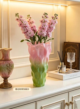 欧式复古无铅水晶郁金香花瓶