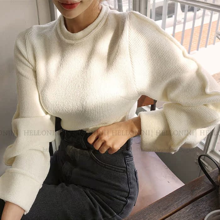 现货韩国东大门女装2025春秋新款韩范简约纯色修身显瘦套头针织衫