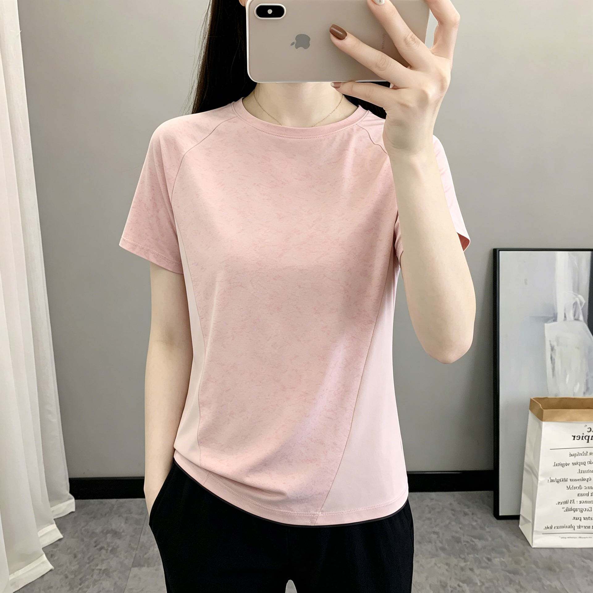 新款夏季女速干凉感冰丝短袖瑜伽