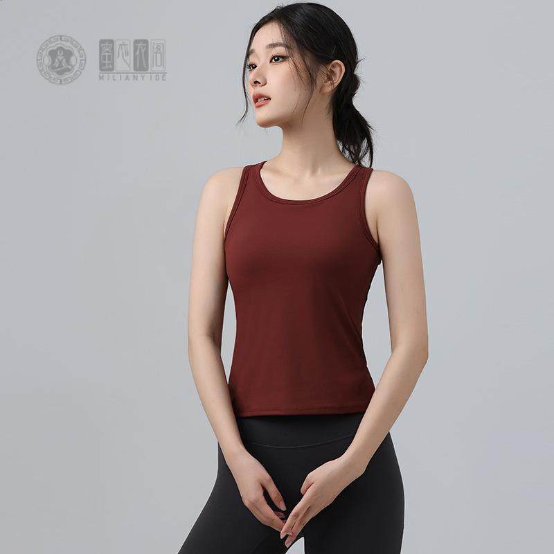带胸垫瑜伽工字背心女运动休闲文胸紧身速干衣健身上衣外穿