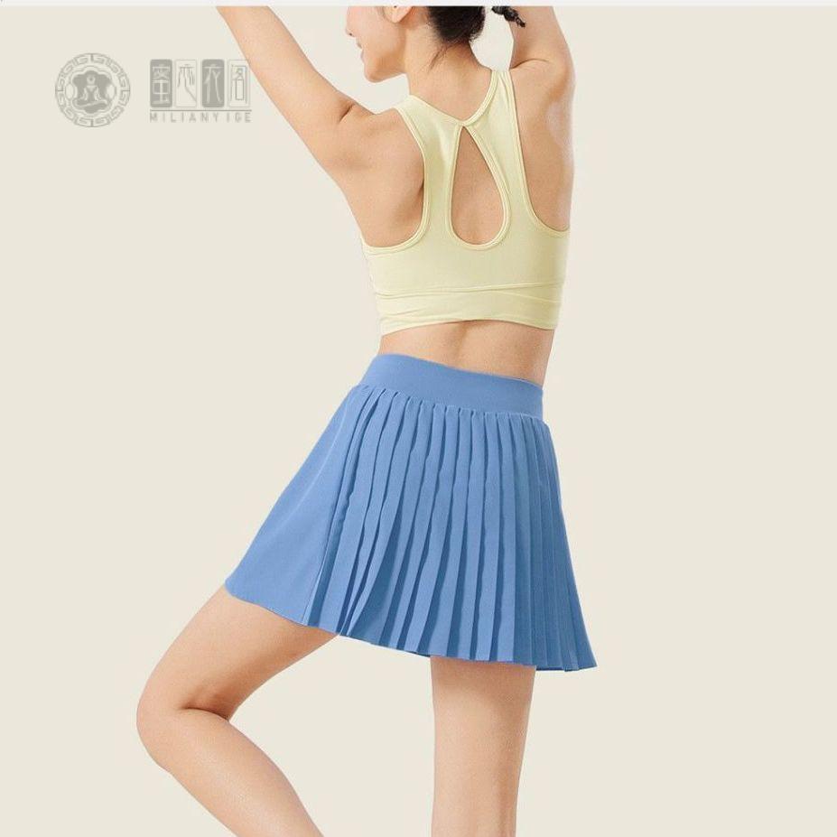 高贵网红夏高腰运动百褶裙速干防