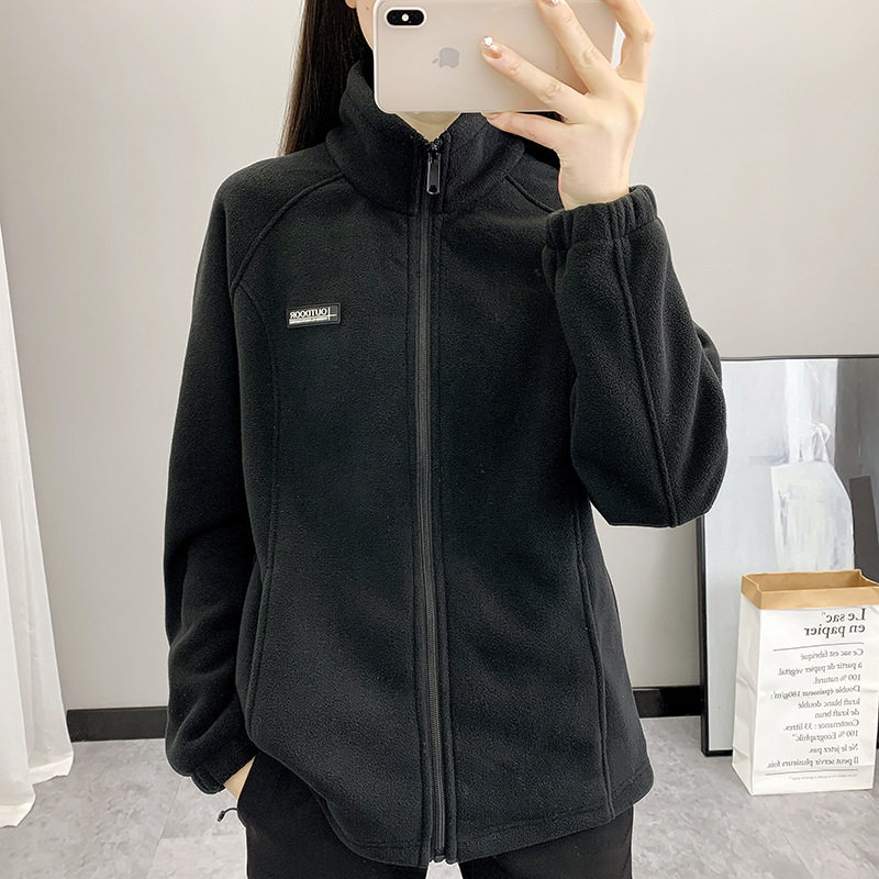 春秋抓绒开衫女户外保暖透气立领