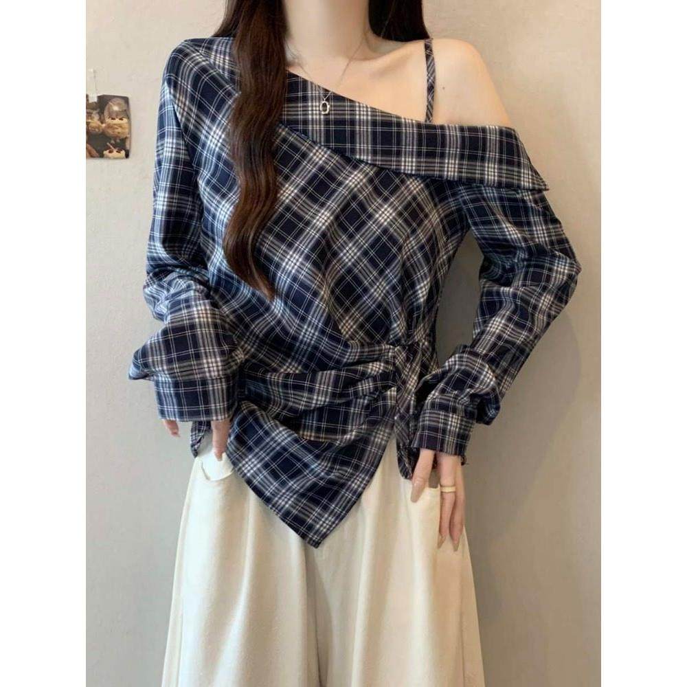 大码设计感红色格子露肩长袖衬衫女早秋薄款穿搭胖mm显瘦收腰上衣,孕妇装/孕产妇用品/营养,套装,淘宝优惠券,粉丝福利购,淘宝优惠卷