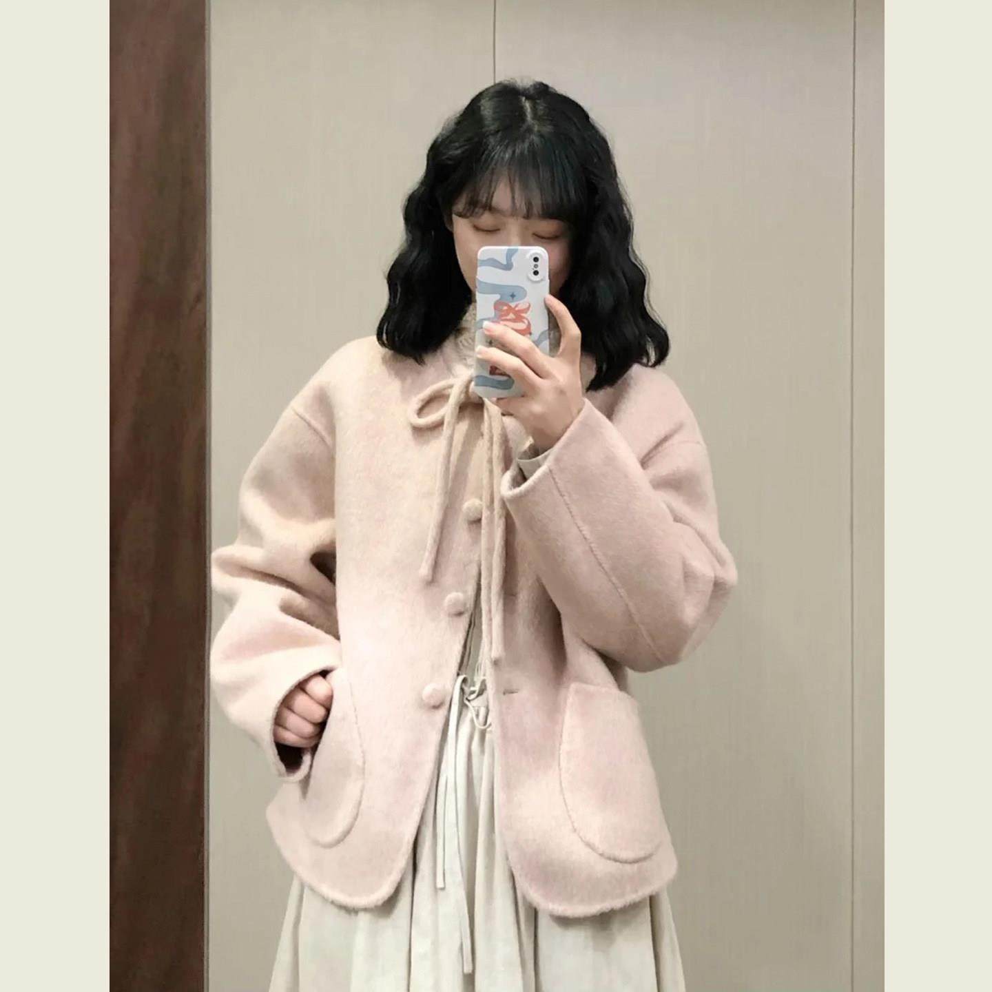 甜美温柔粉色减龄毛呢外套女秋冬新款韩系高级感百搭宽松呢子上衣,运动/瑜伽/健身/球迷用品,广场舞套装,淘宝优惠券,粉丝福利购,淘宝优惠卷