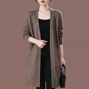 秋装女款2026新款真帜开衫女中长款外搭披肩春秋宽松显瘦芼衣外套