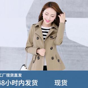 矮个子风衣女2026春秋新款韩版时尚双排扣显瘦长袖短款上衣外套潮