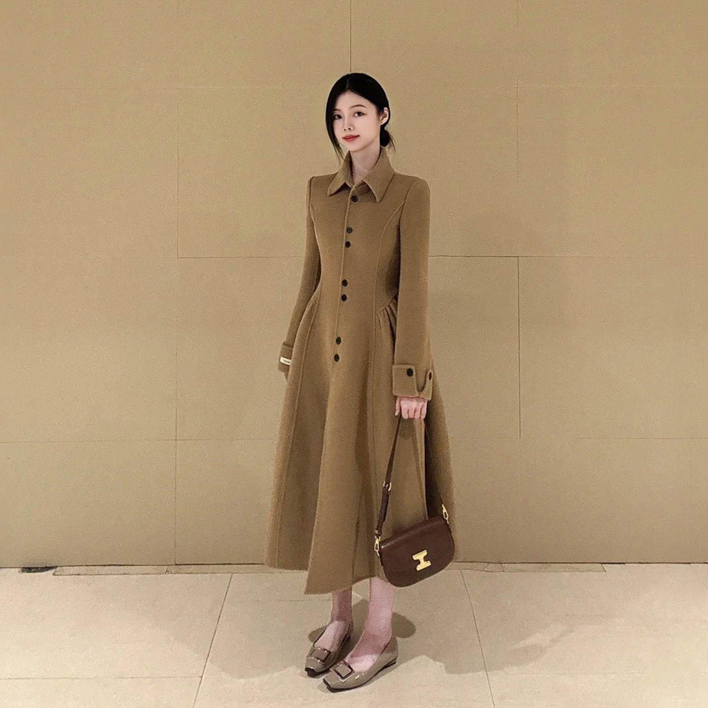 驼色气质通勤修身显瘦呢子大衣女秋冬复古英伦风中长款毛呢外套,运动/瑜伽/健身/球迷用品,广场舞套装,淘宝优惠券,粉丝福利购,淘宝优惠卷