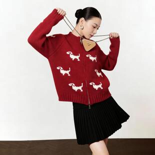 红色开衫毛衣女款2026新款冬季多巴胺新年过年穿搭马年本命年衣服