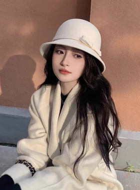 黛美蒙盆帽逛街优雅女秋冬