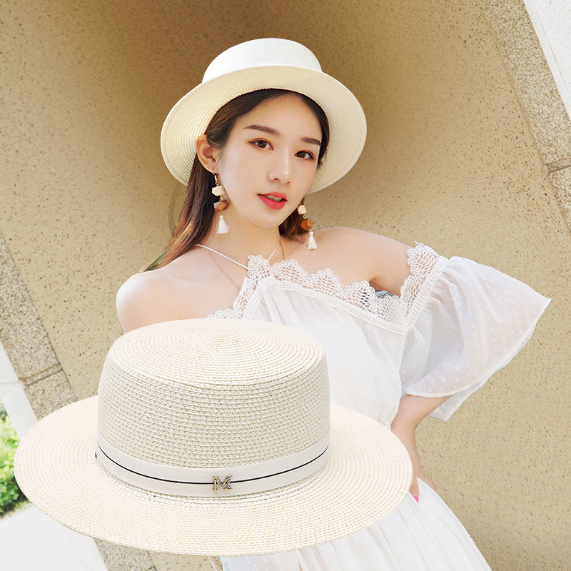 女遮阳防晒m英伦平顶礼帽帽子