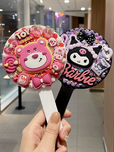 Cartoon Kuromi Diy сливочный резиновый макияж зеркало женское общежитие Портативное творческое портативное зеркало Женское подарок