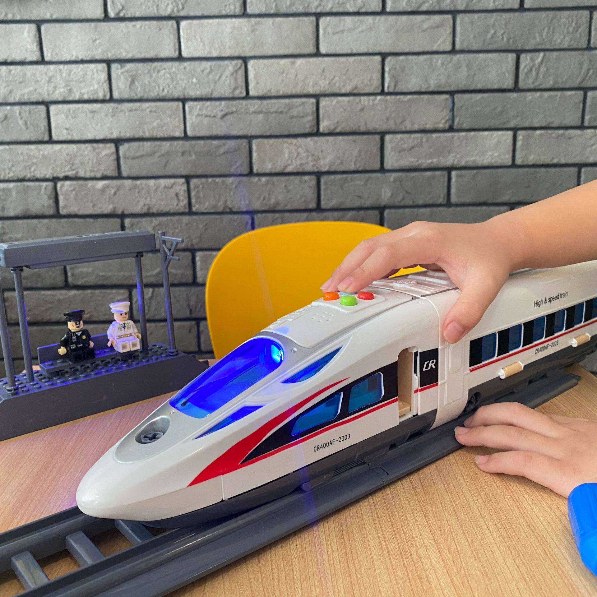 POPULAR SCIENCE EARLY EDUCATION HIGH-SPEED RAIL BUILDING BLOCKS ELECTRIC TRACK MANUAL ASSEMBLY INERTIAL LIGHT MUSIC CHILDRENS TRAIN