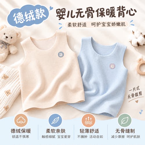 婴儿背心德绒保暖秋季背心男女宝宝坎肩秋冬款马甲打底贴身内穿
