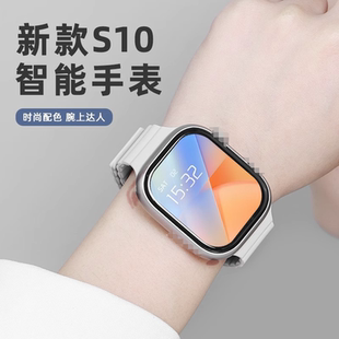 新款 华强北S10超薄智能手表蓝牙通话心率监测睡眠户外运动手表NFC