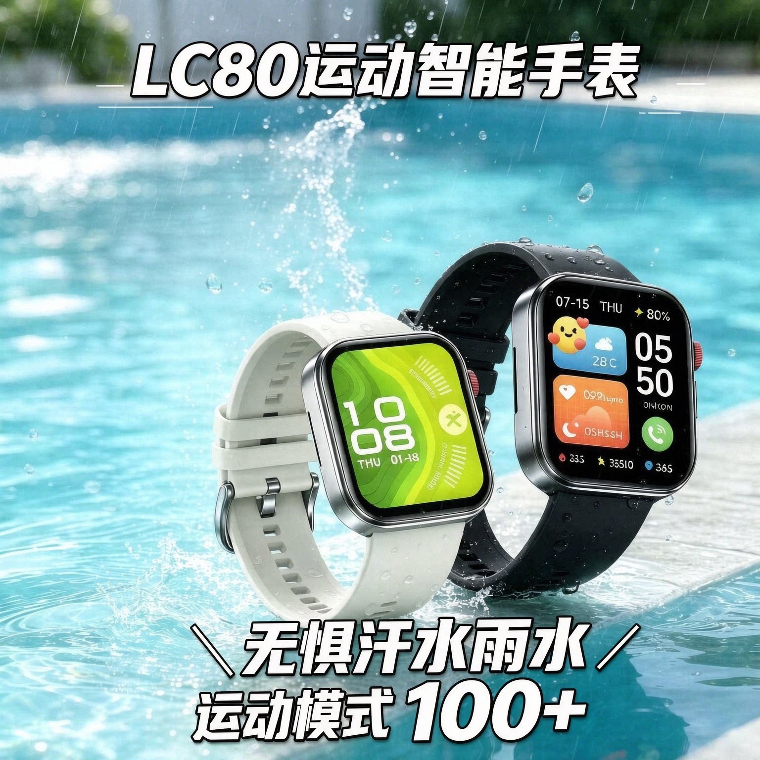 LC80智能手表蓝牙通话运动追踪健康监测防水男女通用运动腕表礼品