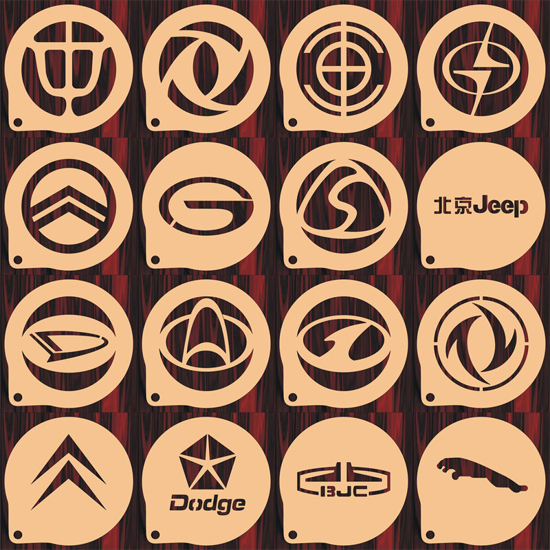 5/6/8寸车标3印花模具咖啡拉花印花蛋糕奶茶喷来图定制食品级材质