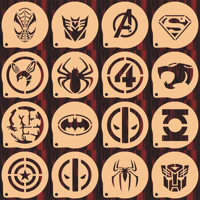 6寸复仇者联盟印花模具咖啡拉花印花蛋糕奶茶来图定制食品级材质