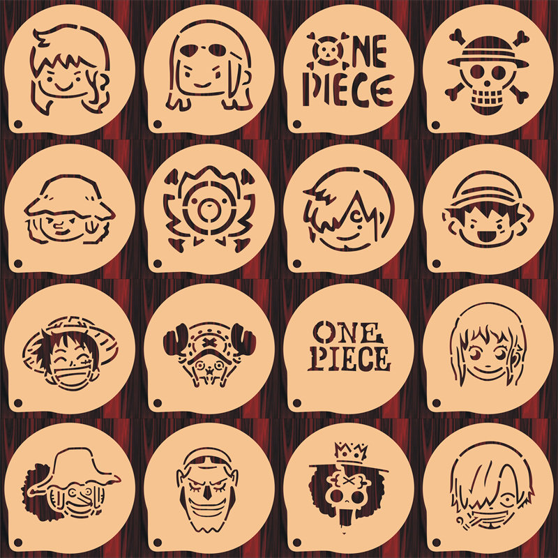 3寸4寸海盗王印花模具咖啡拉花印花蛋糕奶茶喷来图定制食品级材质