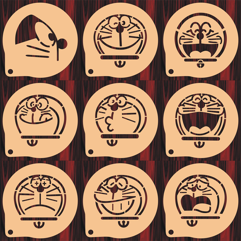 3寸4寸哆啦A梦1印花模具咖啡拉花印花蛋糕奶茶来图定制食品级材质