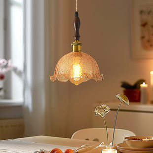 美式复古小吊灯2025新款中古风卧室床头灯奶油餐厅餐桌吧台吊线灯