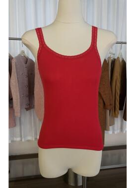 新年红色保暖蕾丝吊带背心女士冬季加绒圆领修身显瘦收腰锁温7933