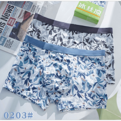 高货精致印花工艺薄款透气舒适男士内裤印花平角内裤0196