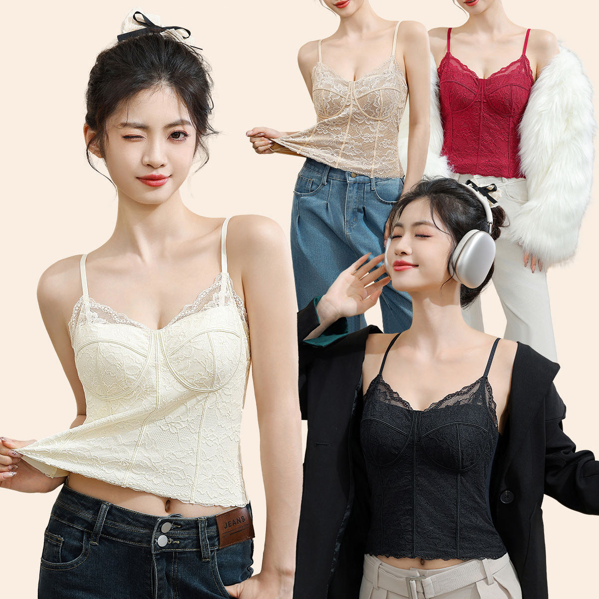 搭配单品蕾丝辣妹吊带美背带胸垫显瘦冬内搭磨毛保暖背心女8869,女士内衣/男士内衣/家居服,保暖背心,淘宝优惠券,粉丝福利购,淘宝优惠卷