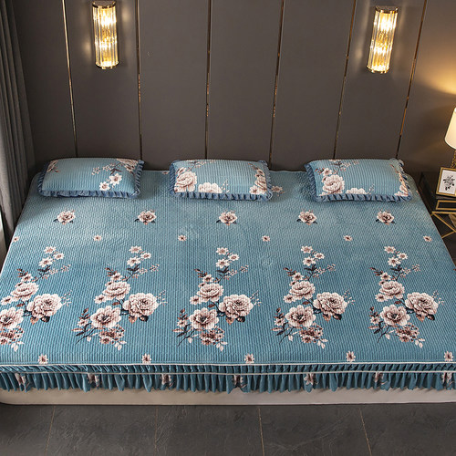 防滑不跑床可机洗不掉毛水晶绒