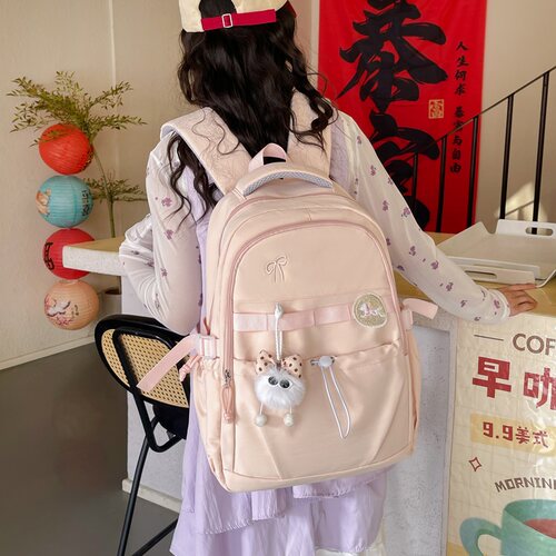 可爱卡通毛绒挂件大容量双肩包