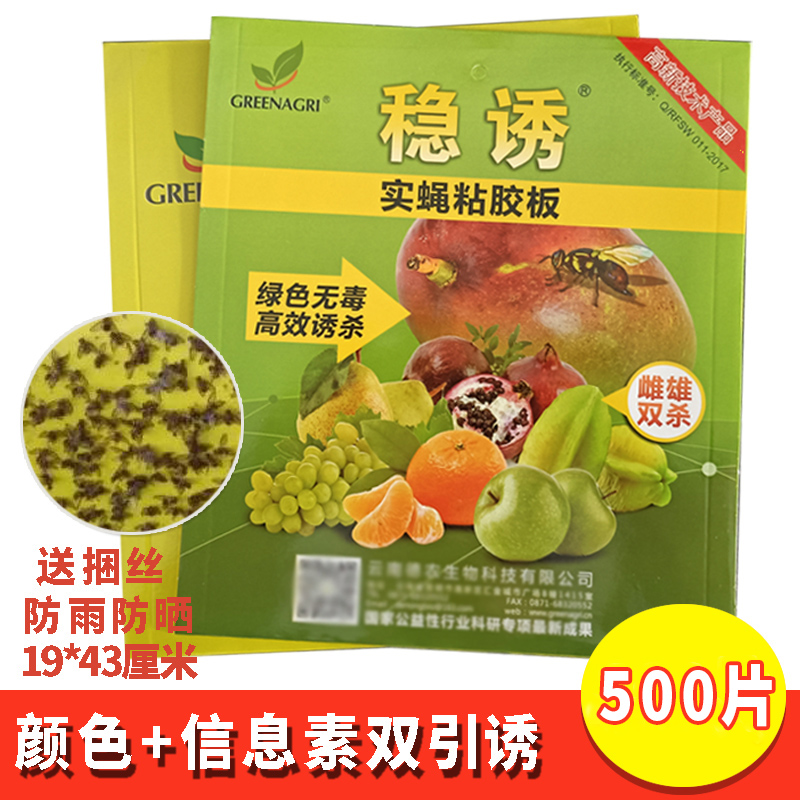 稳诱瓜果实蝇粘胶板信息素粘板强力果蝇贴针蜂粘诱捕贴果园诱虫板