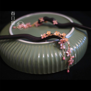 双面【春日宴】星鹿屿黑檀木簪桂花素雅古典发簪子女汉服盘发头饰