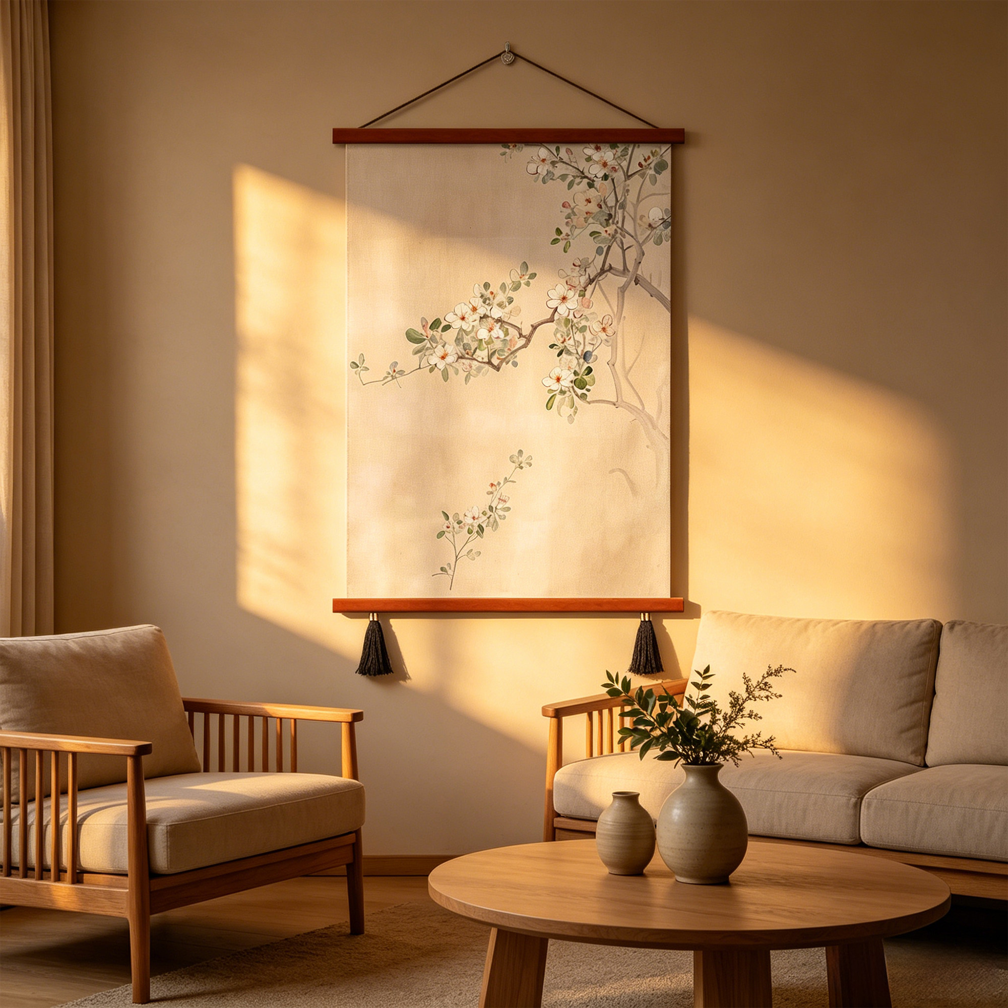 宋代美学花开富贵纯手绘油画新中式客厅茶室装饰画酒店办公室挂画