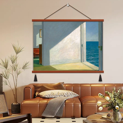 世界名画客厅餐厅摆画霍普靠海的房间装饰画民宿风景卧室挂画壁画