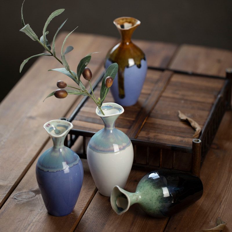 景德镇中式复古陶瓷花瓶展示柜创意装饰摆件卧室餐厅台面禅意陶罐,家居饰品,花瓶,淘宝优惠券,粉丝福利购,淘宝优惠卷
