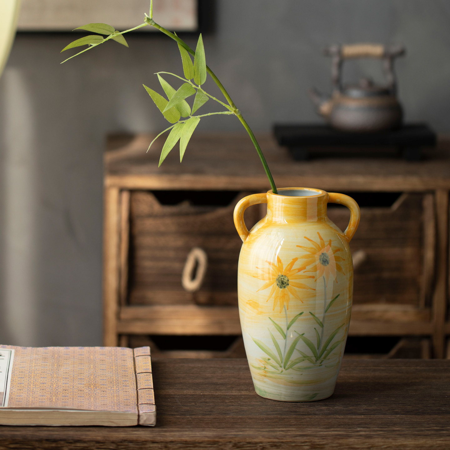 景德镇新中式创意小陶罐展示柜插花陶瓷花瓶展示柜茶室装饰品摆件,家居饰品,花瓶,淘宝优惠券,粉丝福利购,淘宝优惠卷