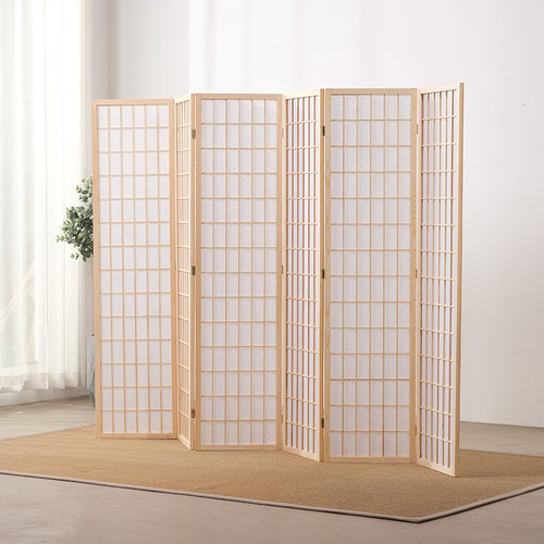 日式格子屏风隔断折叠禅意实木